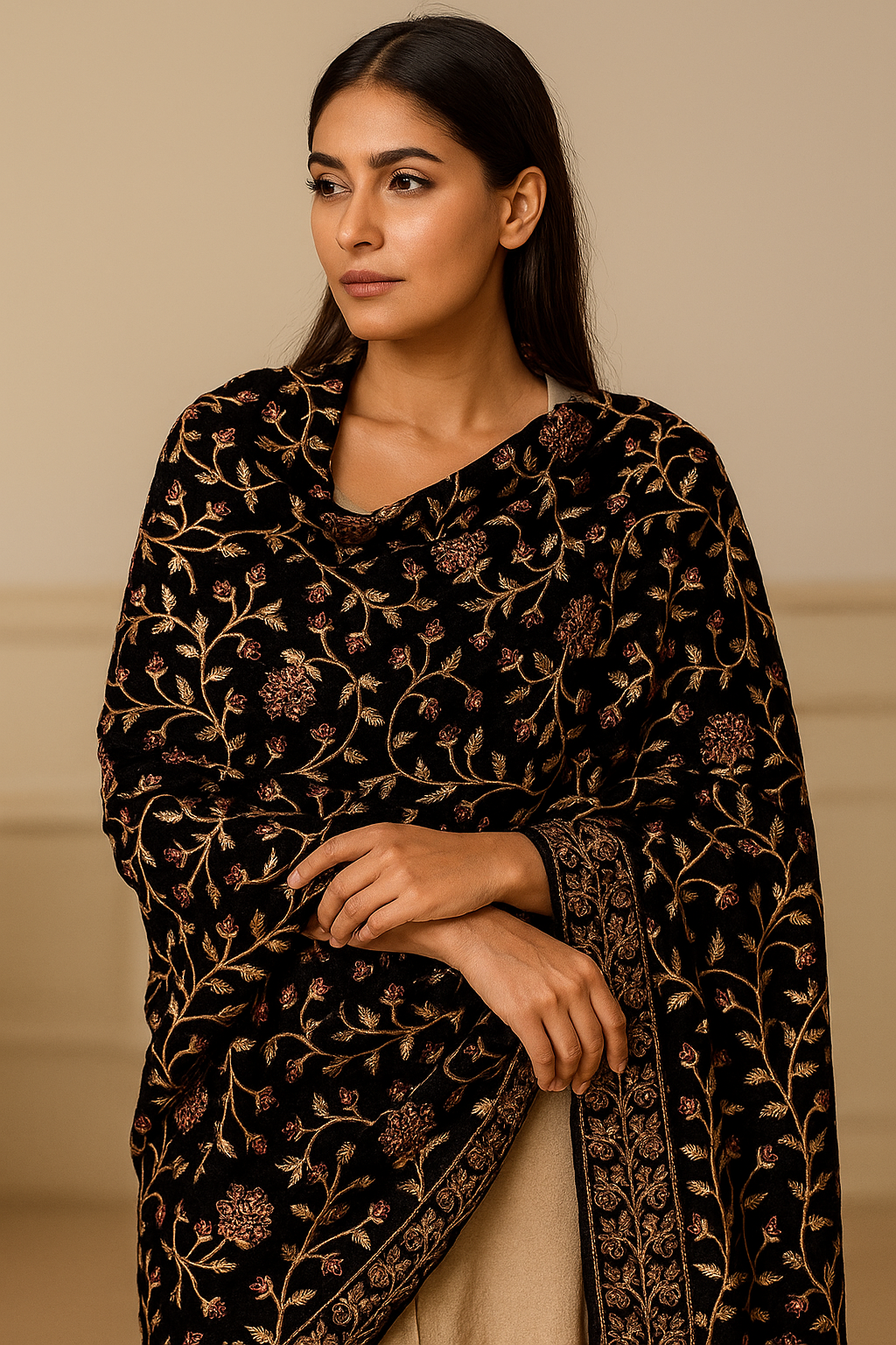 Premium Velvet Embroidered Shawl – Traditional Pakistani Elegance | Women's Winter Wrap