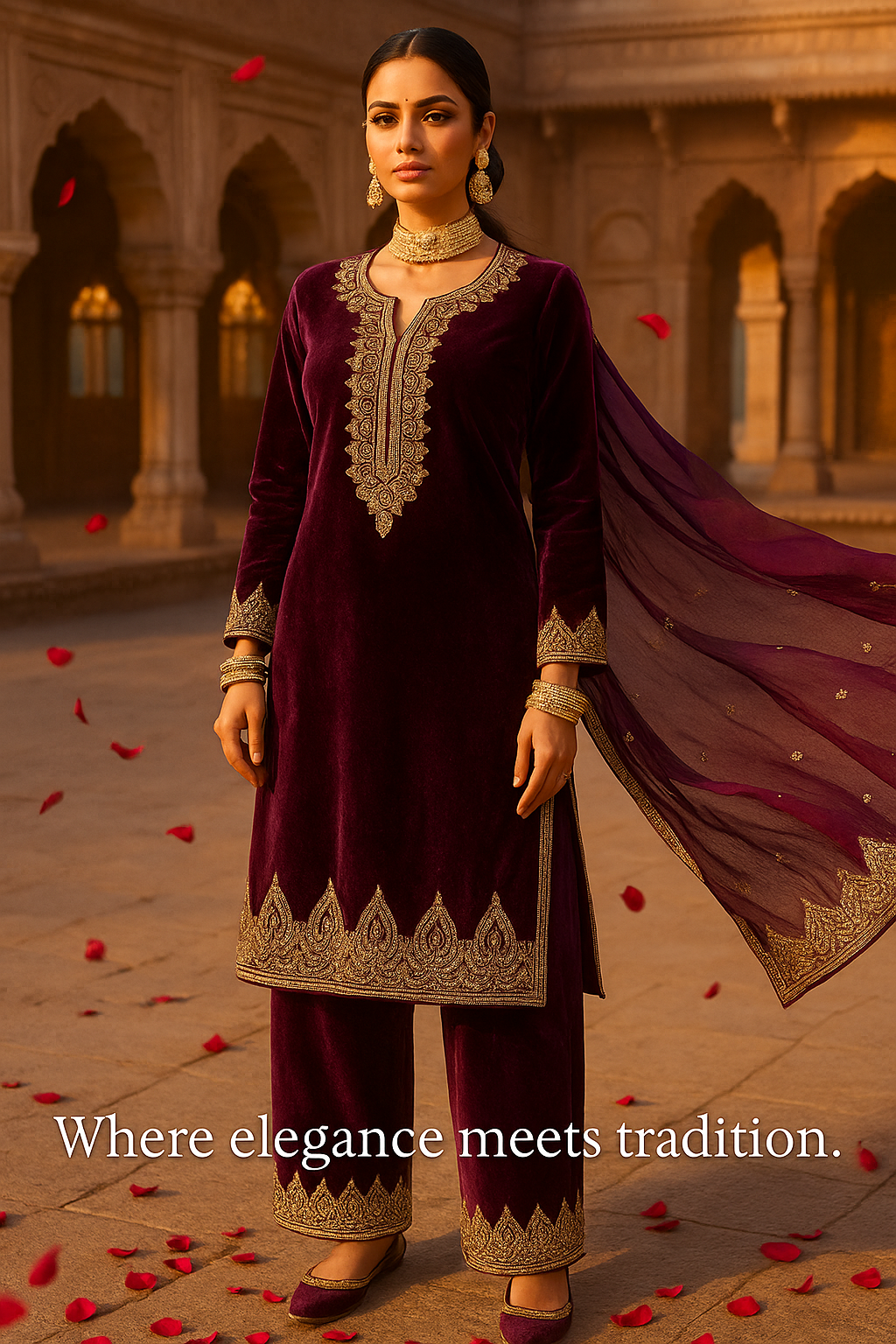 Gul-e-Zainab Velvet Collection 2025 | Golden Courtyard Grace