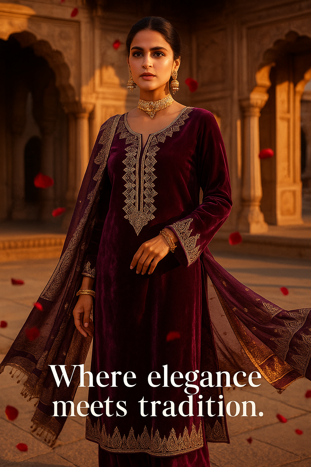 Gul-e-Zainab Velvet Collection 2025 | Golden Courtyard Grace