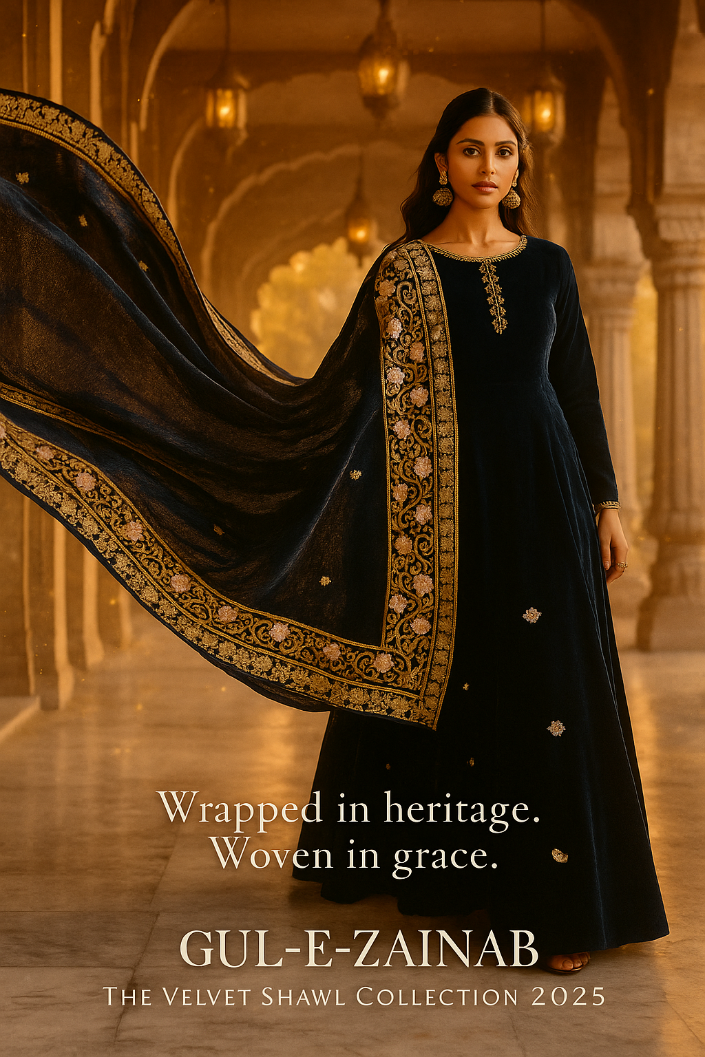 Gul-e-Zainab | Velvet Shawl Collection 2025 – Wrapped in Heritage