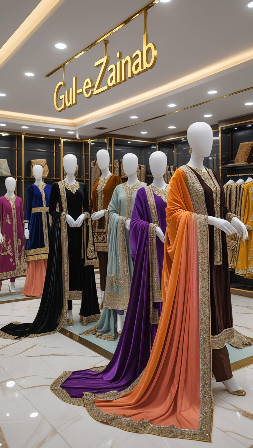"Regal Velvet Elegance by Gul-e-Zainab