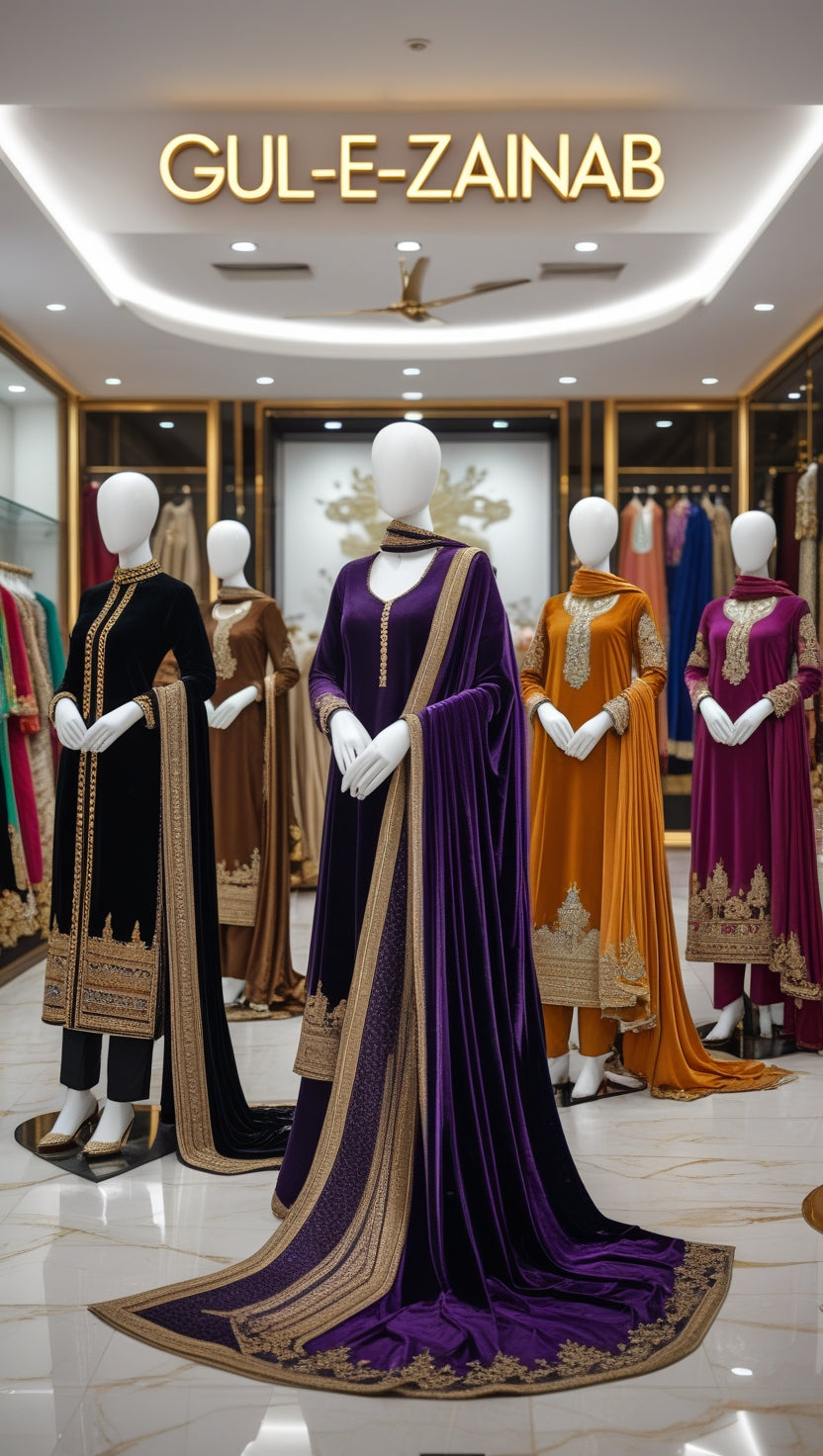 "Regal Velvet Elegance by Gul-e-Zainab